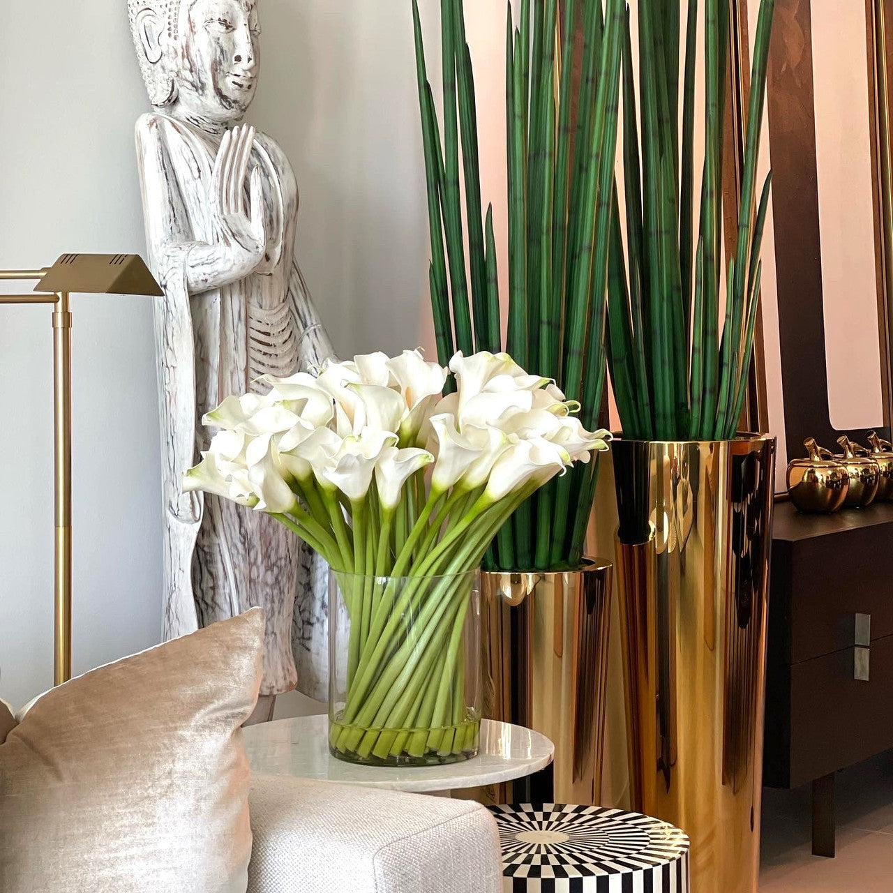 White Calla Lily Arrangement in Glass Vase
