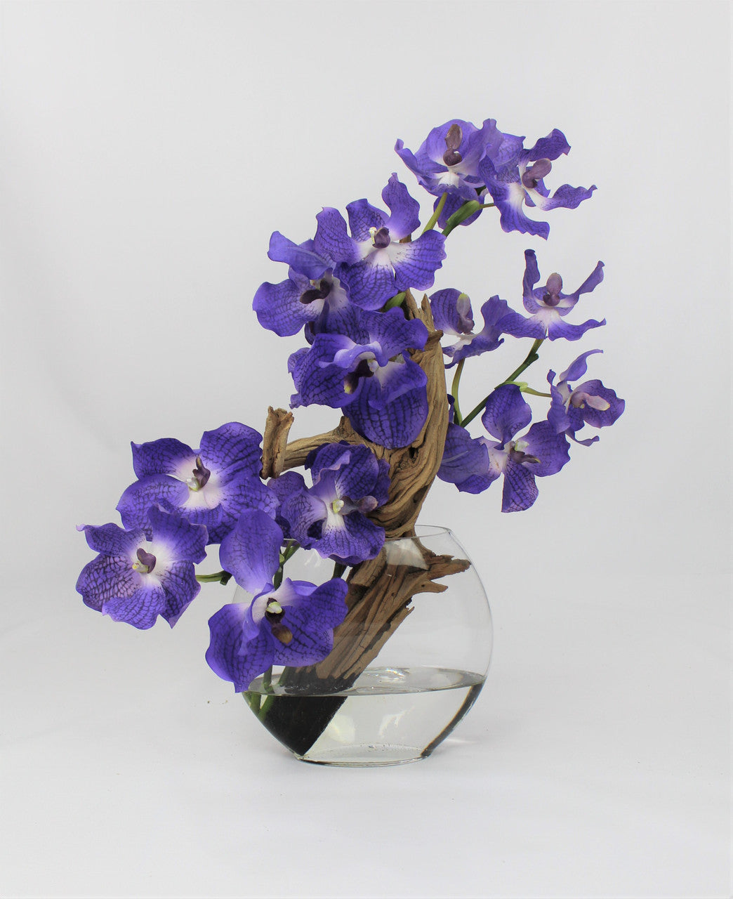 Purple Vanda Orchid Arrangement in Lunar Vase