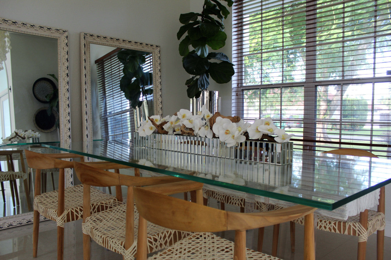 White Phalaenopsis Orchids in Mirrored Dazzle Planter