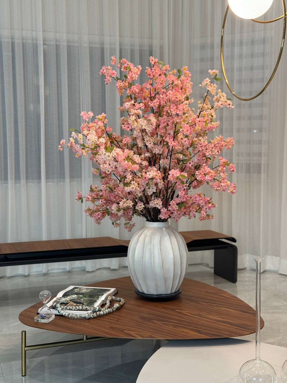 White Cherry Blossom Arrangement in Astoria Ceramic Vase