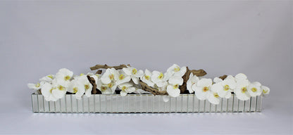White Phalaenopsis Orchids in Mirrored Dazzle Planter