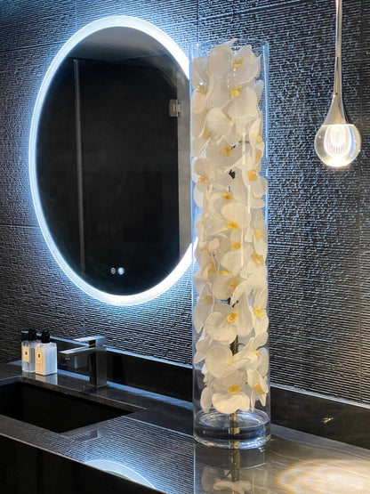White Phalaenopsis Orchid Arrangement in Handblown Glass Cylinder