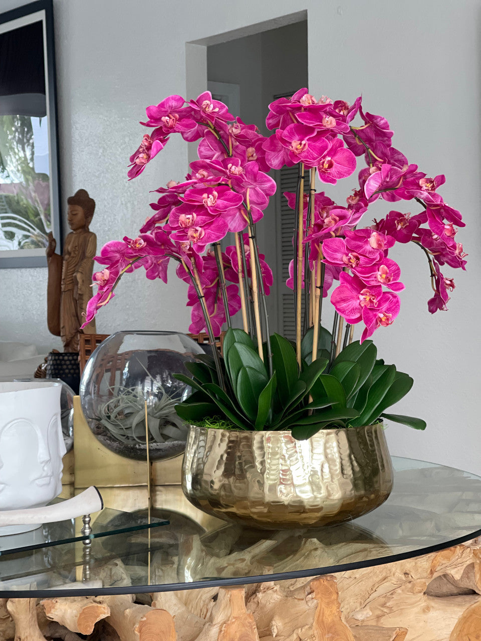 Pink Phalaenopsis Orchid Arrangement in Gold Planter