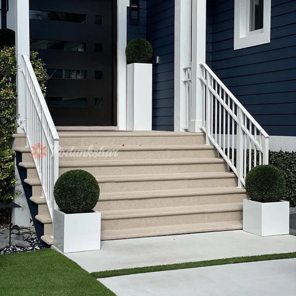 Large Block Fiberglass Planter with 20” Topiary