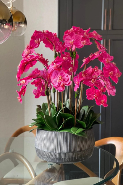 Java Bowl with Pink Phalaenopsis Orchids