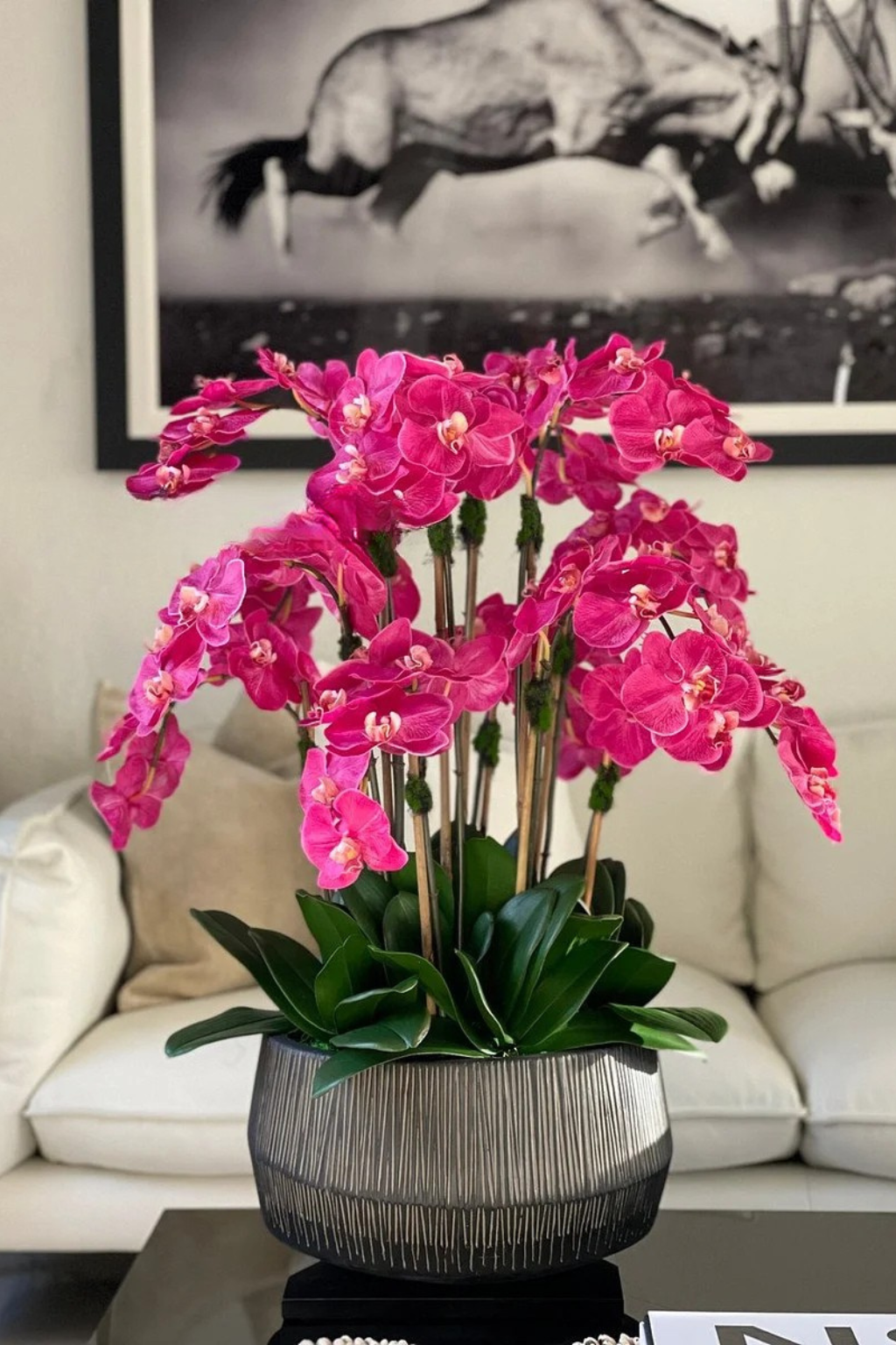 Java Bowl with Pink Phalaenopsis Orchids