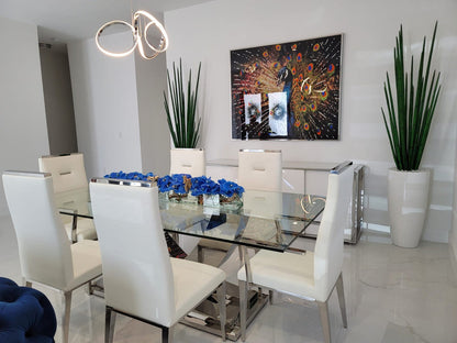 Blue Phalaenopsis Orchid Arrangement in Casa Moderna Glass Planter