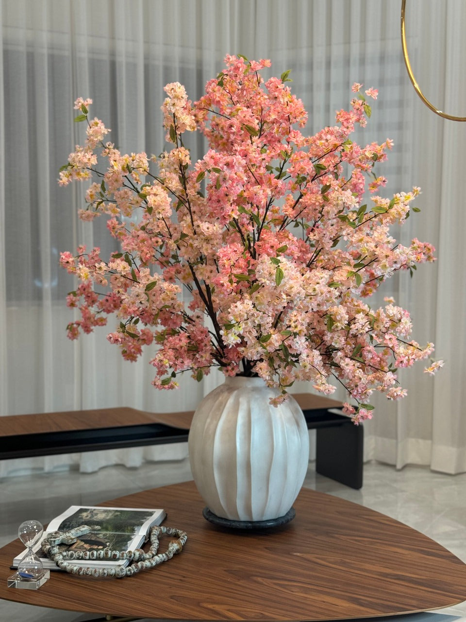 White Cherry Blossom Arrangement in Astoria Ceramic Vase