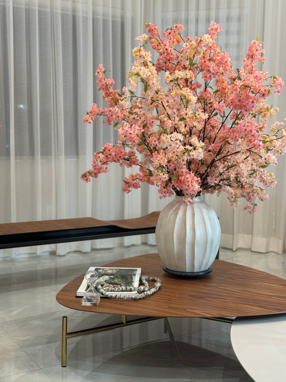 White Cherry Blossom Arrangement in Astoria Ceramic Vase