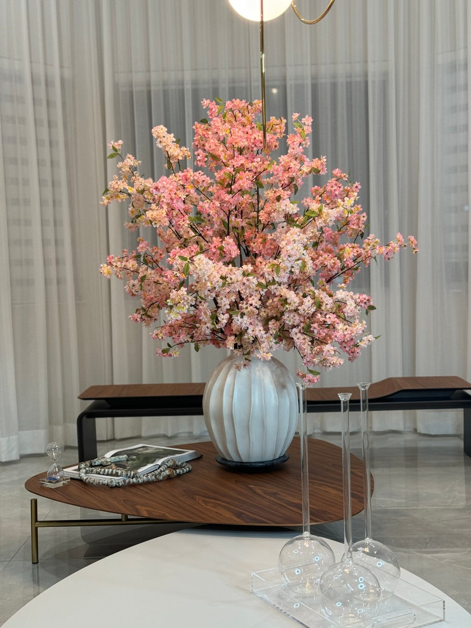 White Cherry Blossom Arrangement in Astoria Ceramic Vase