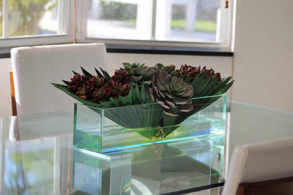Mixed Succulent Arrangement in Glass Planter