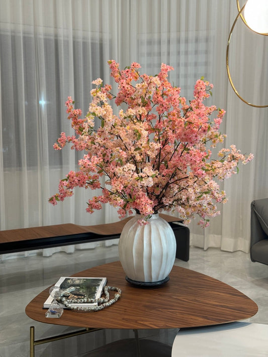 White Cherry Blossom Arrangement in Astoria Ceramic Vase