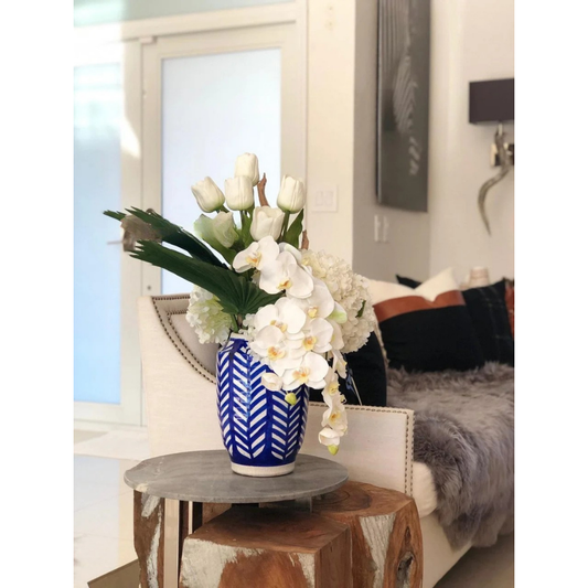Striped Inca Vase with Mixed Bouquet