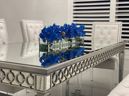Blue Phalaenopsis Orchid Arrangement in Casa Moderna Glass Planter