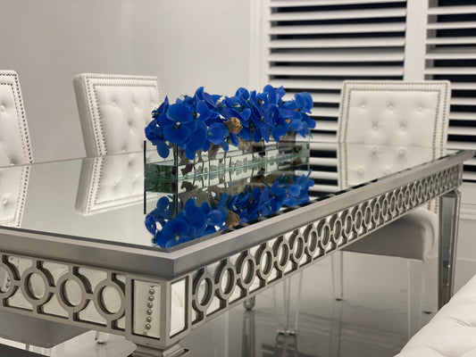 Blue Phalaenopsis Orchid Arrangement in Casa Moderna Glass Planter
