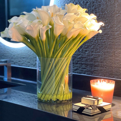 White Calla Lily Arrangement in Glass Vase