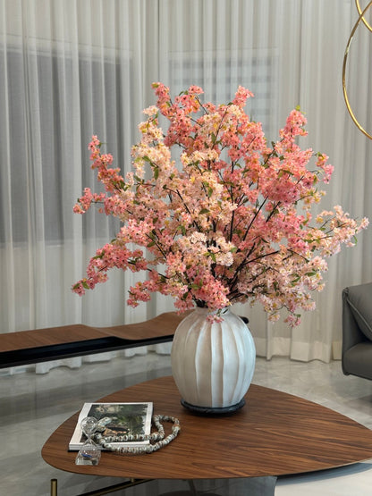 White Cherry Blossom Arrangement in Astoria Ceramic Vase