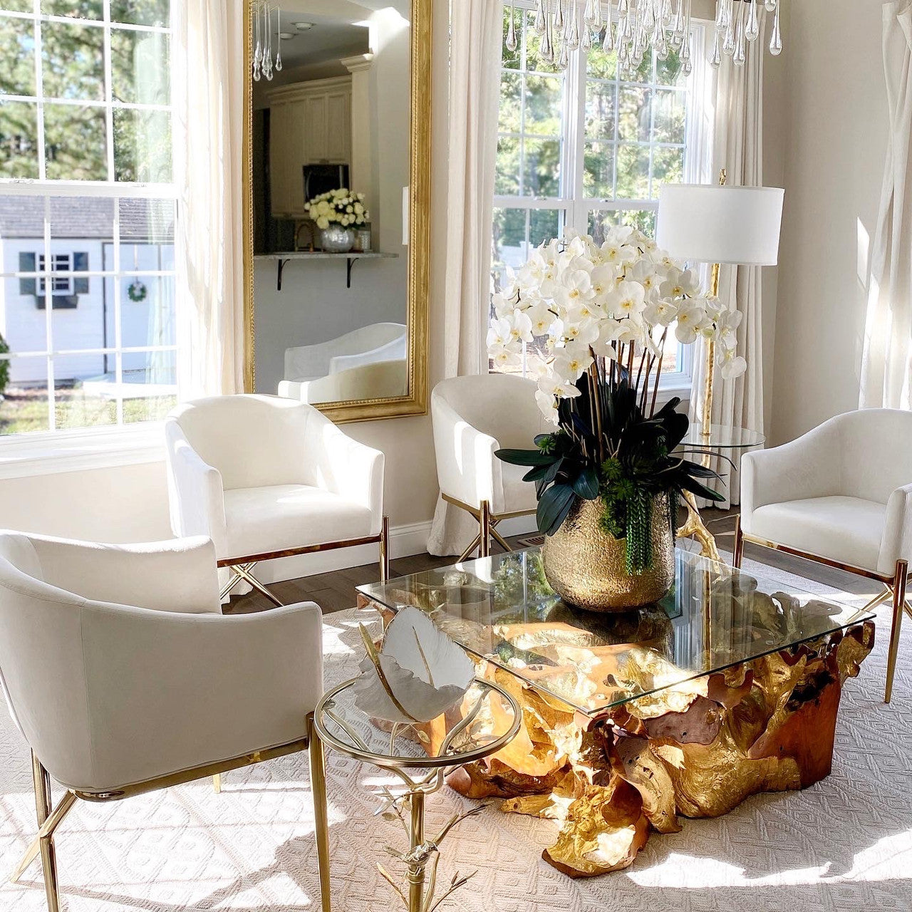 Grand White Phalaenopsis Orchid Arrangement in Delany Gold Planter