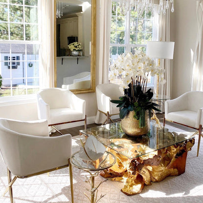 Grand White Phalaenopsis Orchid Arrangement in Delany Gold Planter