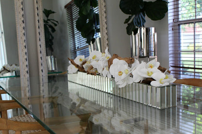 White Phalaenopsis Orchids in Mirrored Dazzle Planter