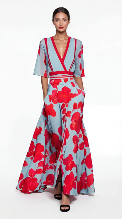 Valentina | Elegant long dress with deep neckline