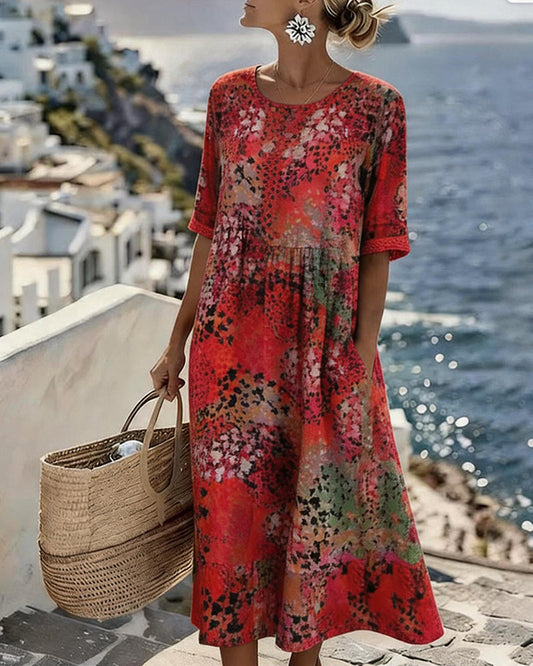 Paula | Loose and Lightweight Floral Midi Dress