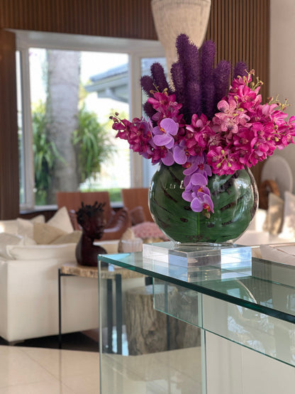 Tropical Orchid Bouquet in Moon Vase
